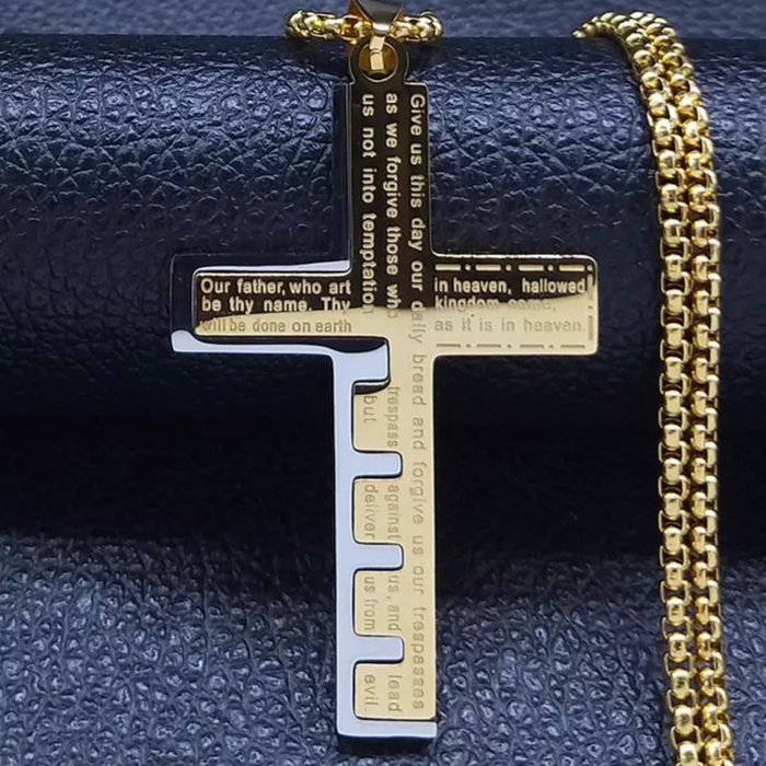 Matthew 6:9-13 Cross Necklace - Main Image